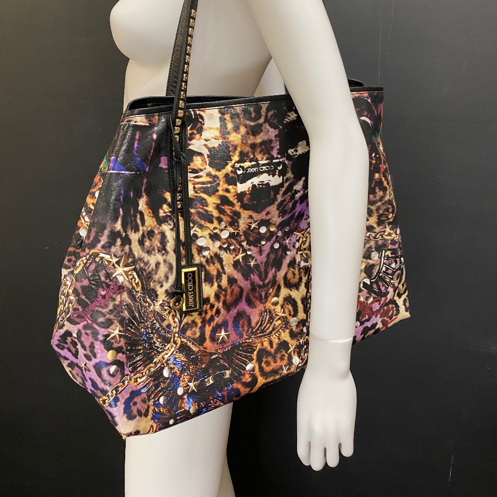 Jimmy Choo Multicolor Printed Glazed Canvas Tote